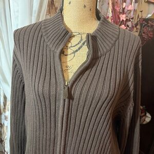 Jones New York Brown Ribbed Turtleneck Sweater